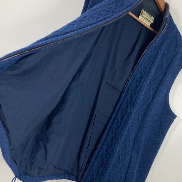 Aran Woolen Mills Sweater Vest Mens XL Blue Wool Cable Knit Cotton Lining - Picture 11 of 16